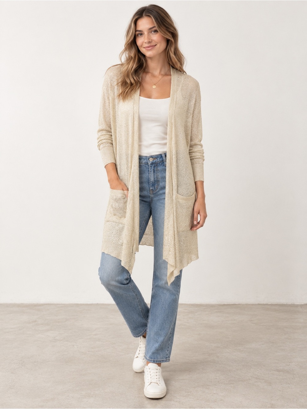 Zadig & Voltaire Beige Open-Front Draped Cardigan | M